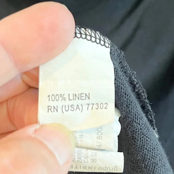 Zara Deep Cowl Neck Plunge 100% Linen Black Dress Size M Women’s - Picture 8 of 8